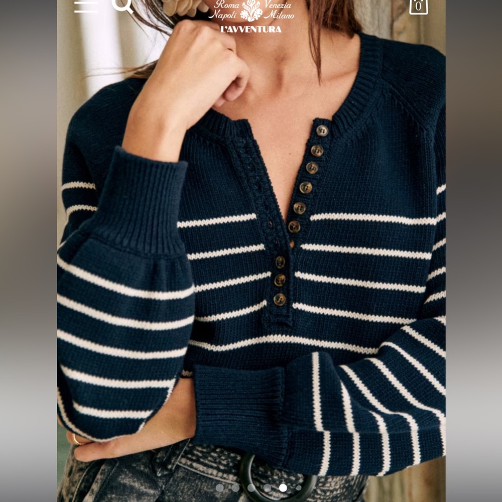 Sezane Leontine Jumper - navy/ecru